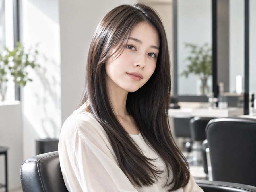 ツヤのあるロングストレート