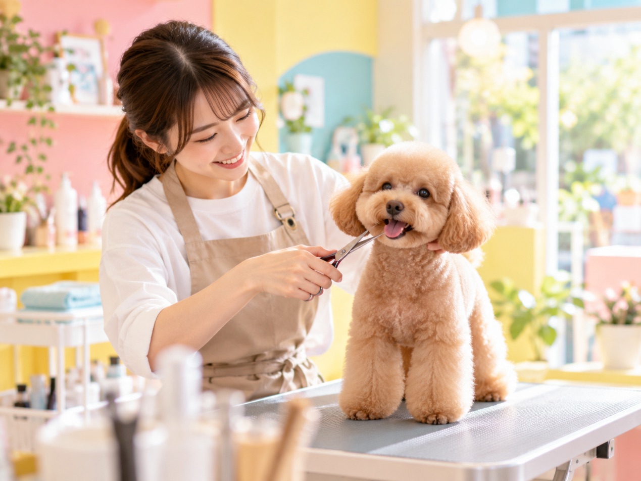 お風呂に入ってこちらを見つめる犬