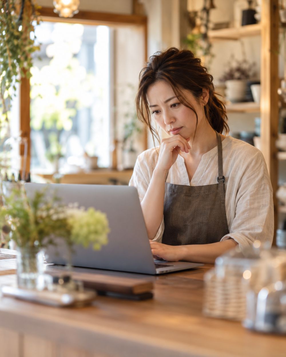 ホームページの問い合わせが増えず悩む店舗オーナーのイメージ